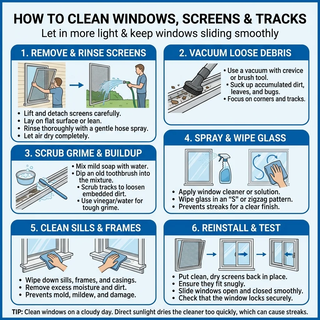 Clean Windows, Screens & Tracks