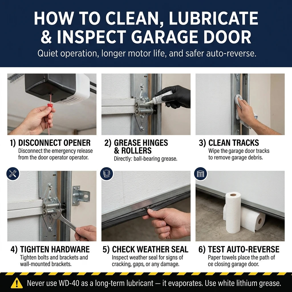 Clean, Lubricate & Inspect Garage Door