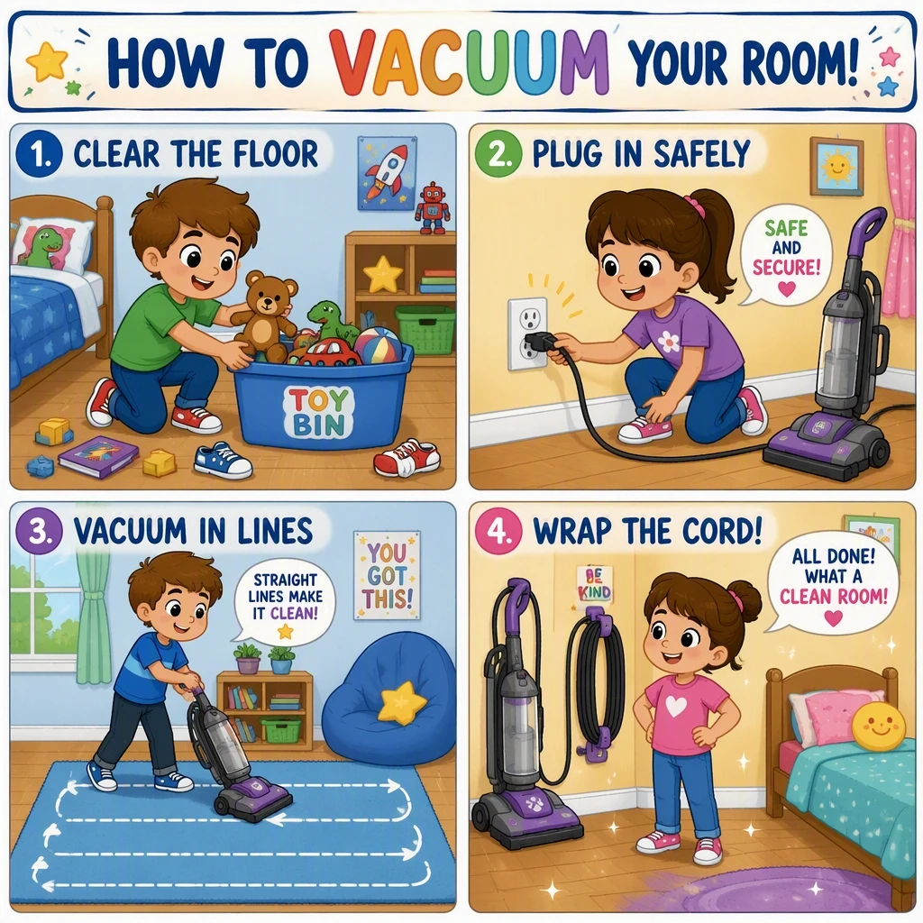 Vacuum Bedroom & Hallway