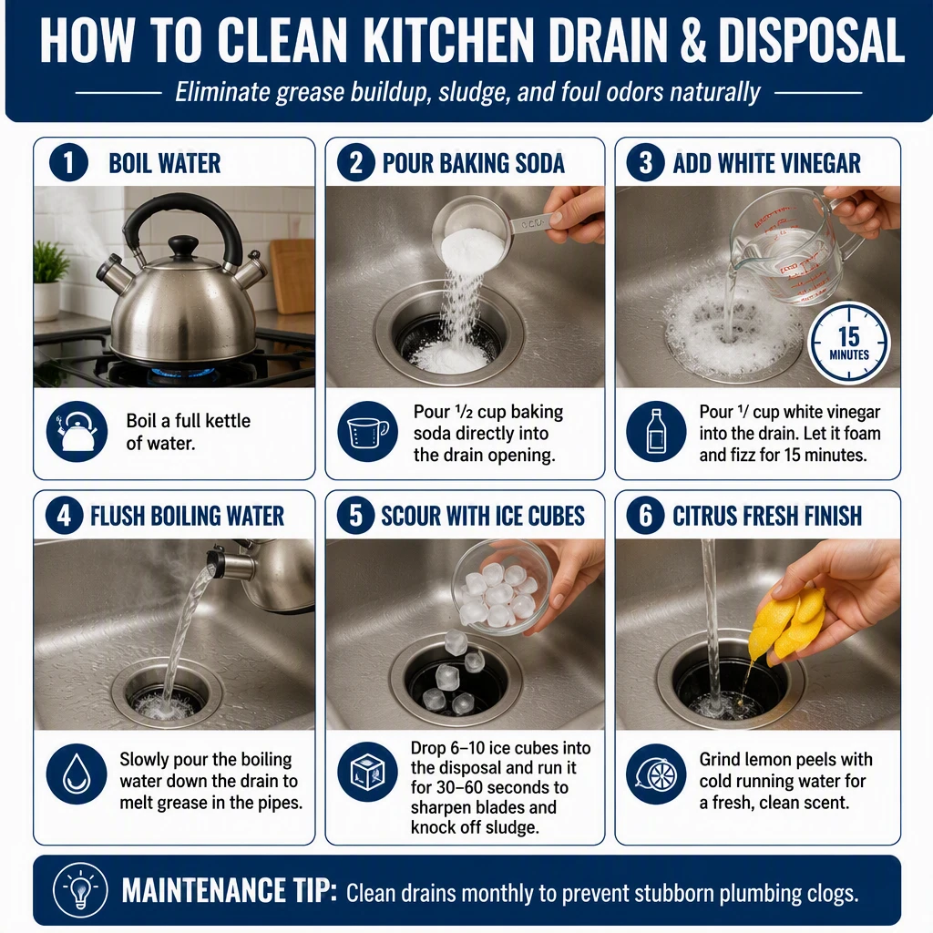Clean Kitchen Drain & Garbage Disposal