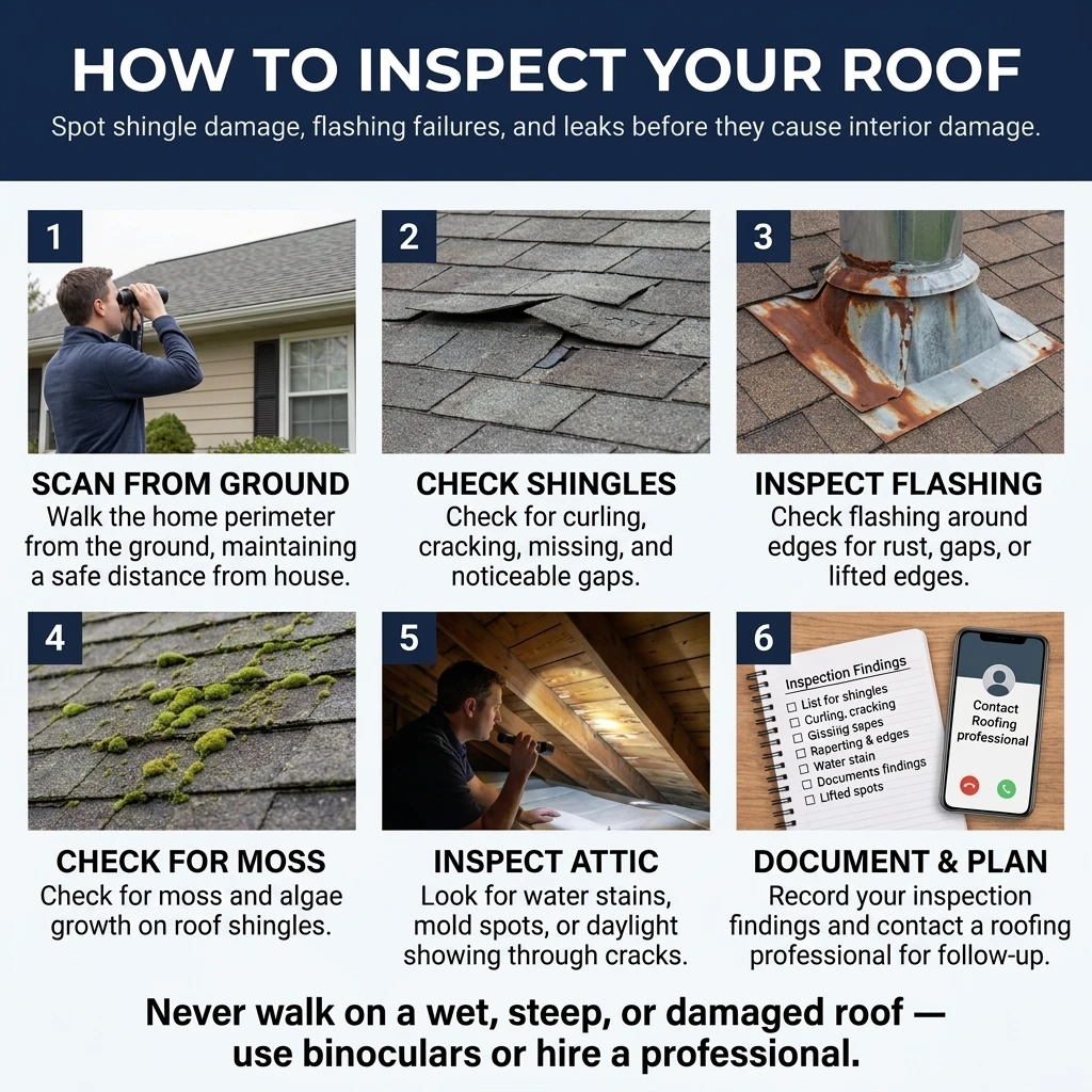 Inspect Roof for Shingle Damage & Leaks