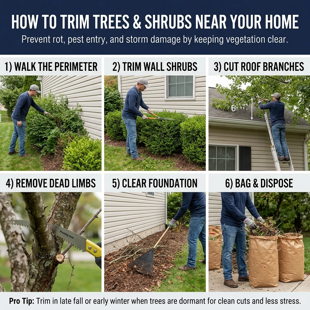 Trim Trees & Shrubs Away From House