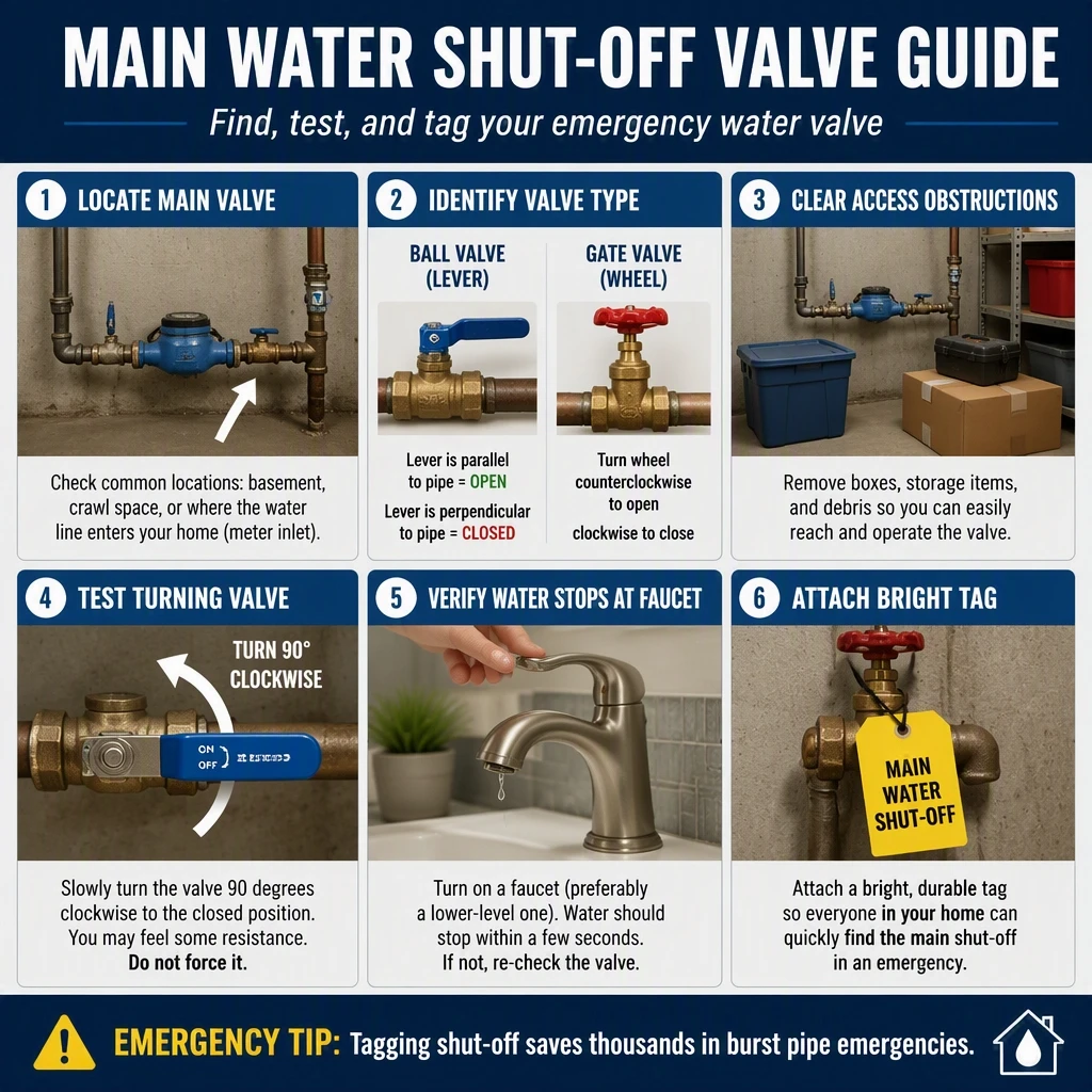Locate & Test Main Water Shut-Off Valve